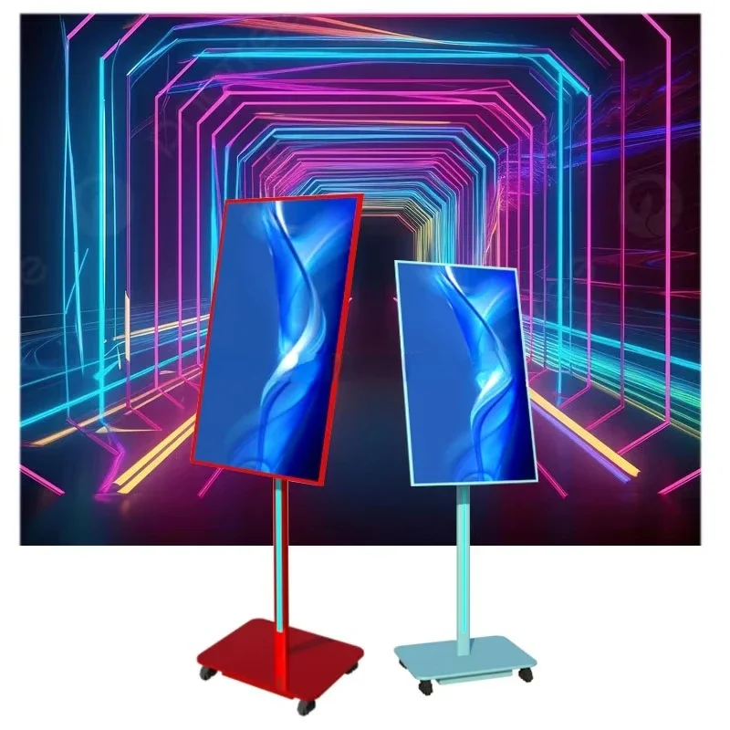 Ultra Thin Multi Media movable Signage display kiosk display screen stand floor advertising lcd screen