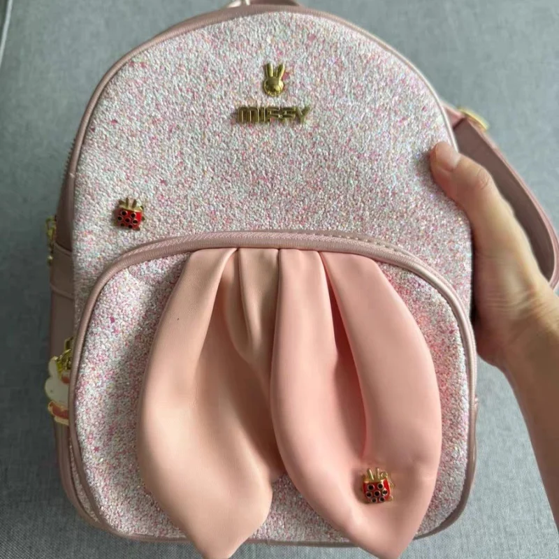 

Miffy 2026 New Style Cartoon Rabbit Ear Glitter Backpack Cute Versatile Fashion Girls Kids School Bag For Campus Daily Outings