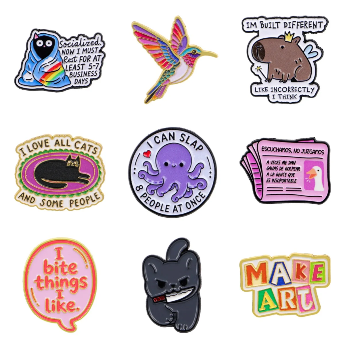 Funny Sarcastic Quote Animal Enamel Pin Brooch Lapel Badge for Backpack Clothing Jackets Daily Accessories Gifts