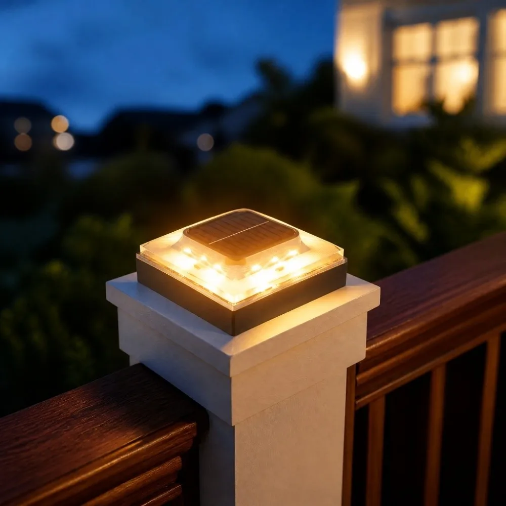 Decoration Waterproof Solar Lawn Lights Auto On/Off LED Solar Post Cap Lights Outdoor Waterproof Solar Post Lamp Garden