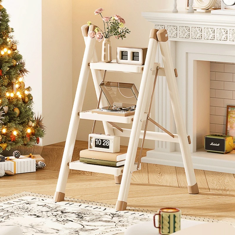 Carbon Steel Multi-function Flower Ladder, No-install Integrated Ladder, Thickened Wide Pedal, Indoor Climbing Ladder