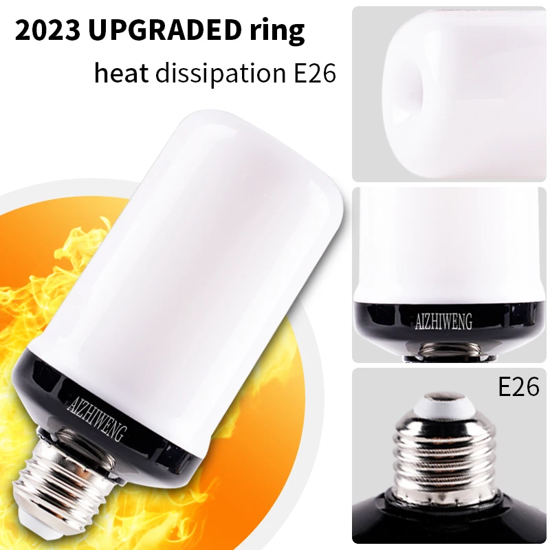 AIZHIWENG Upgraded  LED Flame Light Bulbs, 4 Modes Flickering  with Upside Down Effect, E26/E27 Base for Christmas