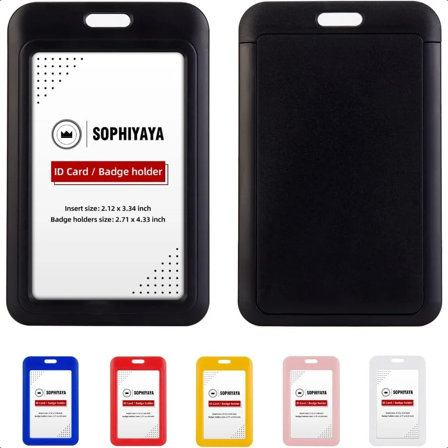 

2 Pack Vertical Sliding Hard Plastic Badge Holder Secures Work ID Key Card Credit Cards for Office Factory School Teachers Stud