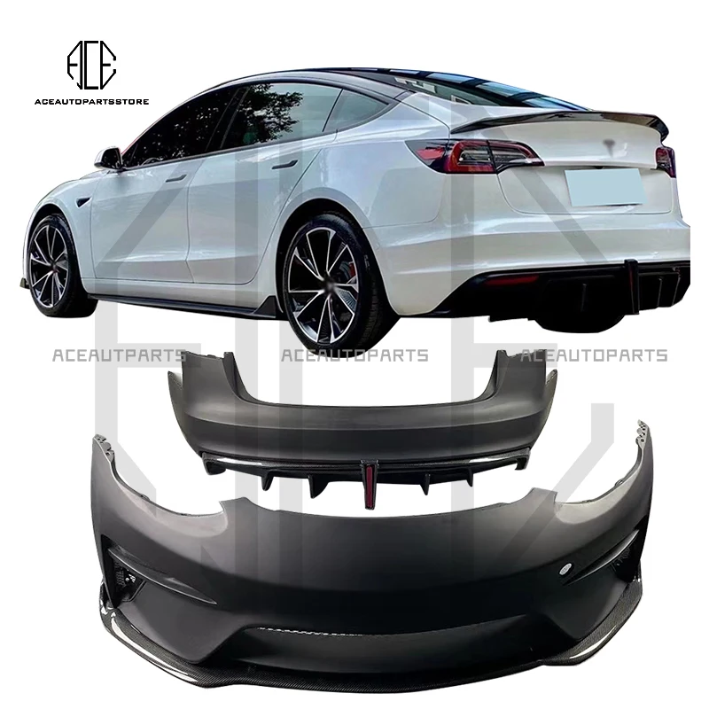 Robots Style Body Kit For Tesla Model 3 Facelift Bumper Spoiler Front Bar Back Bar Side Skirt FRP/CF Material Auto Parts