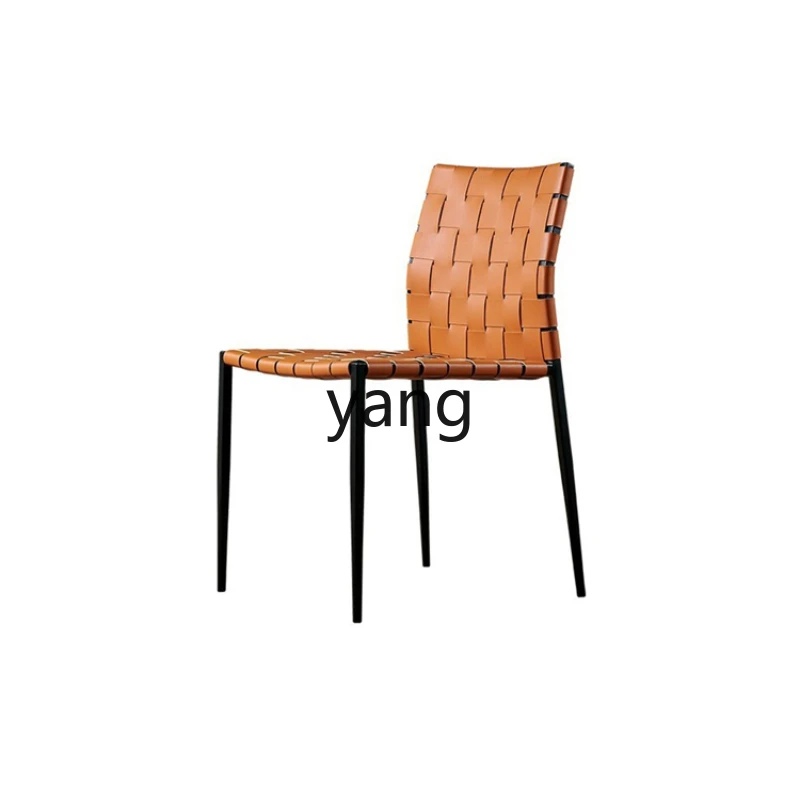 LTT minimalist saddle leather dining chair Nordic rattan chair household light luxury stool