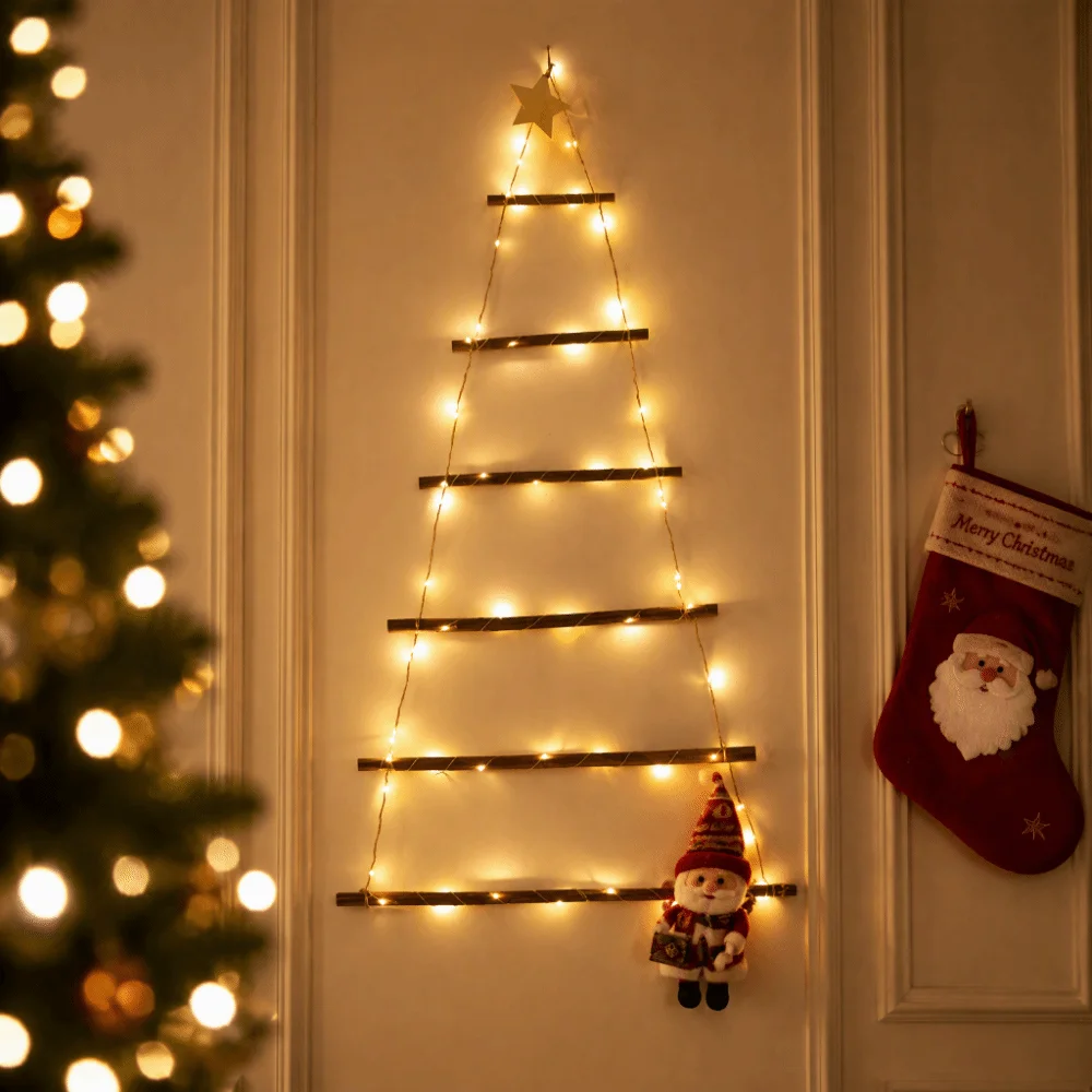 Water Running LED Light Strings Whip Design Waterfall Effect Colored Lights Outdoor Use 60 LED Santa Claus Climbing Ladder Lamp