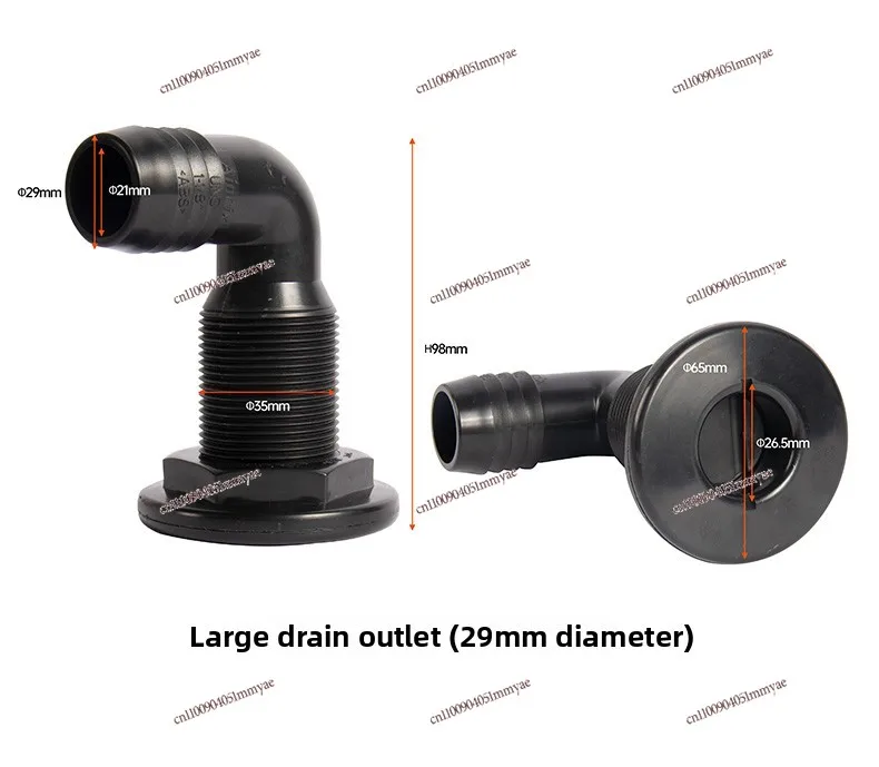 90 ° marine drain, yacht bilge elbow outlet