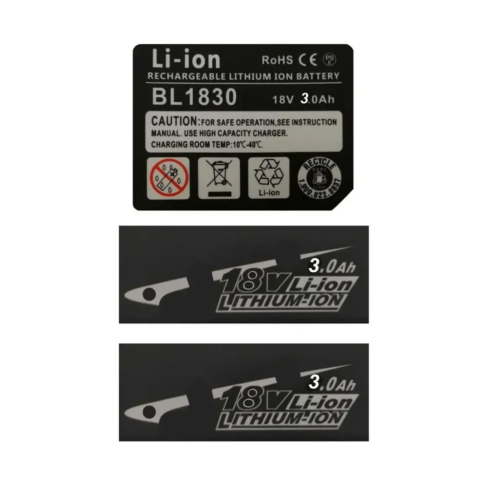 2 Sets BL1830 Tag Li-Ion battery 18V Sticker Label For Makita 18V 3Ah 4Ah 5Ah 6Ah 9Ah BL1860 battery Logo Drill Hammer Wrench