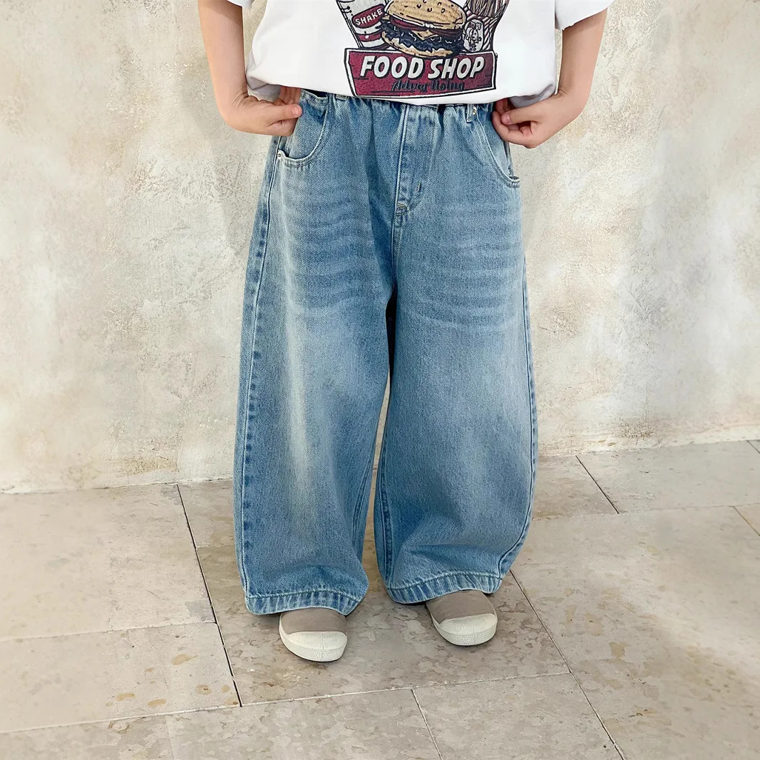 

Children Clothes Kids Casual Loose Denim Pants 2025 Spring New Korean Style Fashion Boys and Girls Casual Simple Jeans
