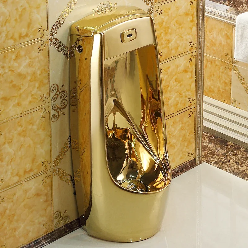 

Standing intelligent sensor, golden urinal, men's wall-mounted floor-to-ceiling urinal,