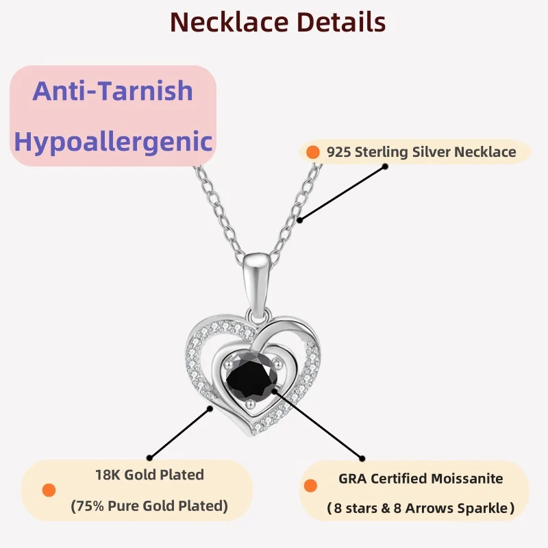 

LAMVOICE Jewelry for women, S925 sterling silver necklace, christmas gift, high quality gift, 0.5 carat moissanite necklace