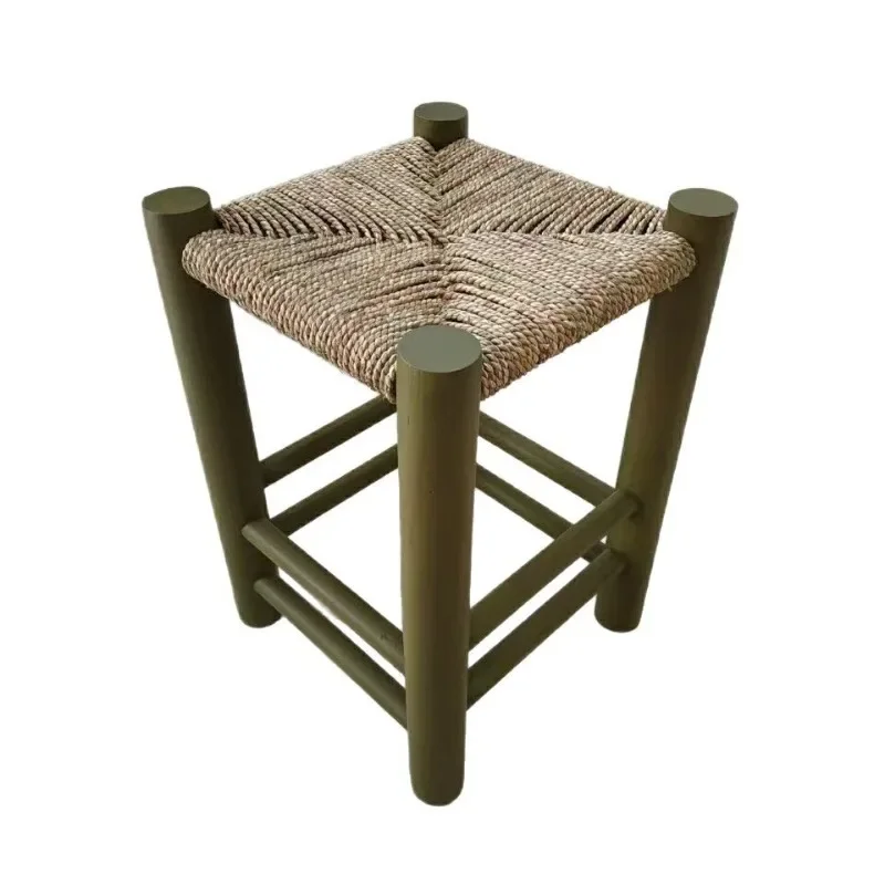 Small Solid wood Original wooden stool Household living room Adult Fashion Pure hand woven stool