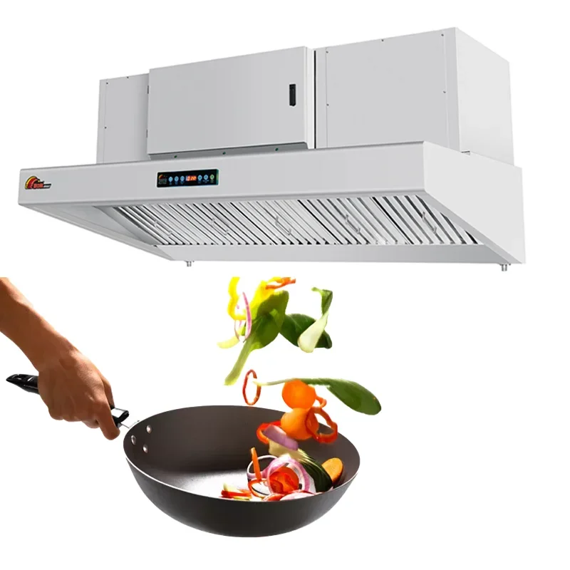 Ventless Hood System Auto Clean Commercial Kitchen Rangehood Electric Chimney Downdraft Cooking Cooker Commercial Exhaust Hoods