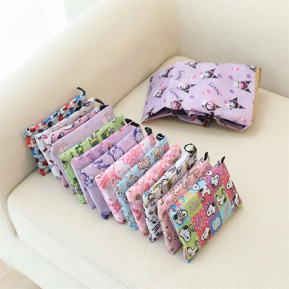 Cute Sanrio Shopping Bag Kawaii Hello Kitty Kuromi Cinnamoroll Portable Eco-Friendly Large Capacity Supermarket Foldable Handbag