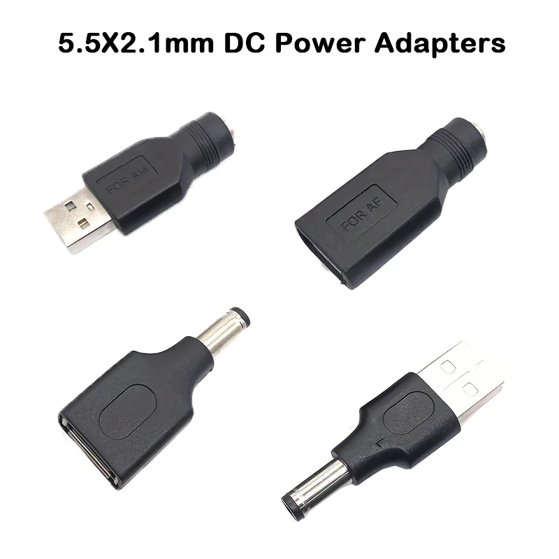 1Pc USB-A to DC 5.5x2.1mm Power Adapter Tip Cable, Male/Female DC Jack Connector for 5V