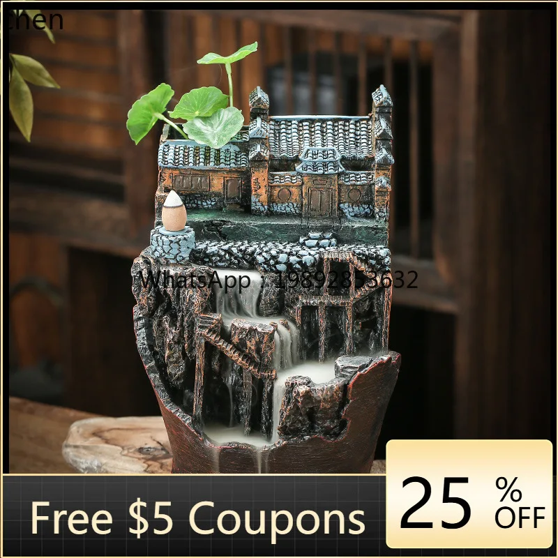 جبال الألب تدفق المياه ارتجاعي البخور الموقد السيراميك الدخان عرض ديكور المنزل الإبداعية حامل البخور الراتنج الحرفية