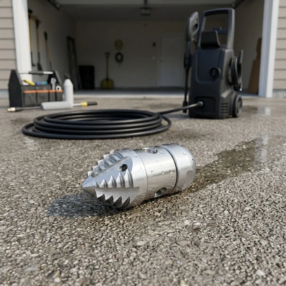 High-Pressure Rotary Nozzle for Sewer Line Debris Removal Featuring Continuous 360 Degree Rotation via Water Flow