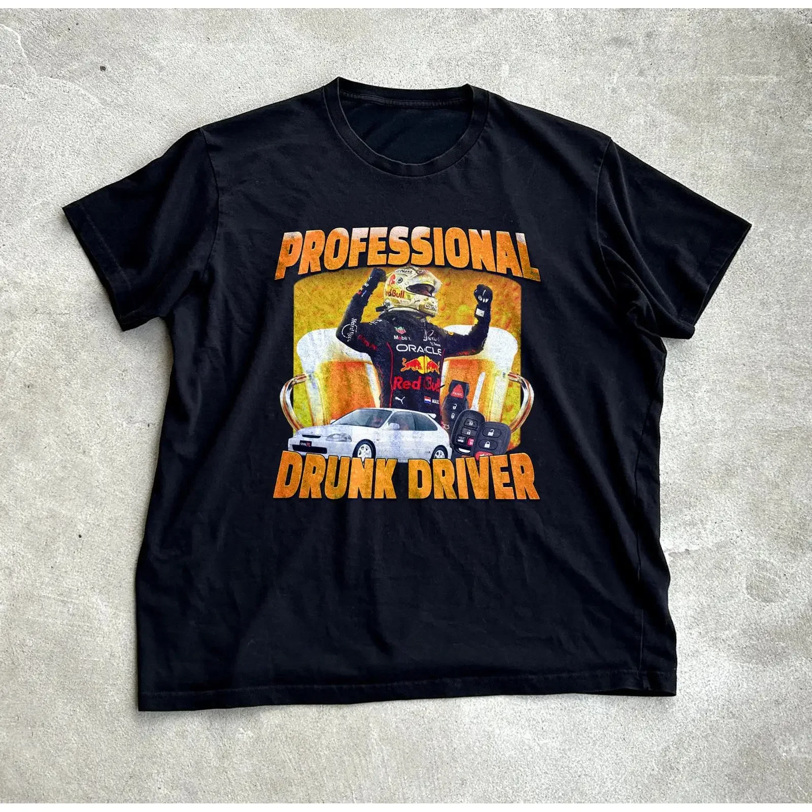 Professional Drunk Driver Funny Beer Offensive T Shirt Party Drinking Racing Meme Casual vintage Washed graphic