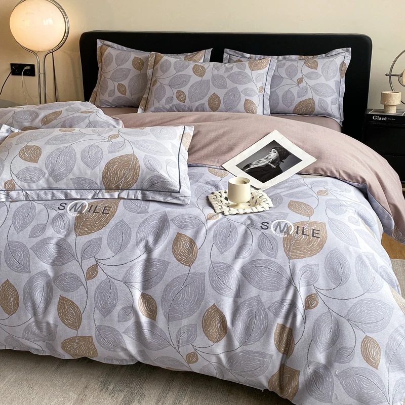 3pc Print Cotton Quilt Cover Set,Skin Soft No Fading,Single/Queen Size Multi-Size,All Seasons Men And Women Bedding Set,No Core