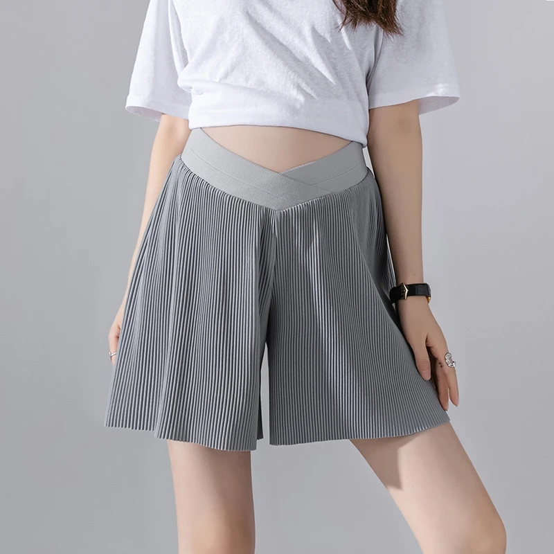 

Summer Thin Cool Wide Leg Shorts for Maternity Low Waist Belly Half Pants for Pregnant Women Pregnancy Fashion Youth 24SS Y2k