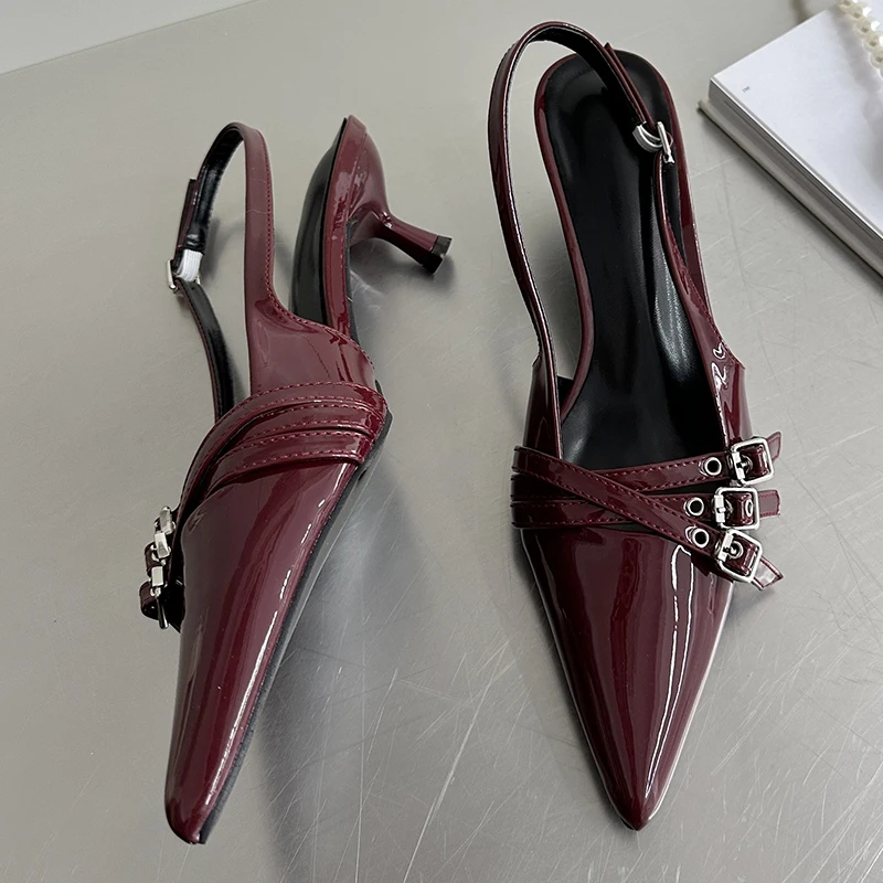 

New High Heels Sandals Women Shoes Spring Summer Footwear Pointed Toe Party Ladies Shoes Fashion Buckle Strap Female Pumps