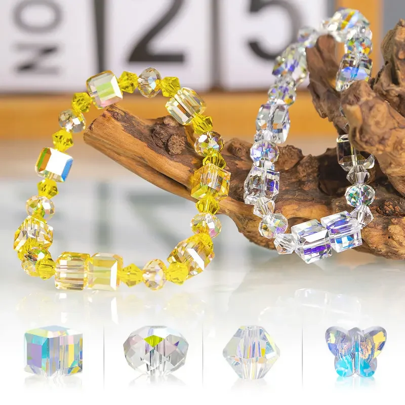 طقم صنع الأساور AB لون زجاجي مكعب الخرز البريق فراشة بلورات الخرز عدة لصنع المجوهرات القلائد DIY الحرف اليدوية #2