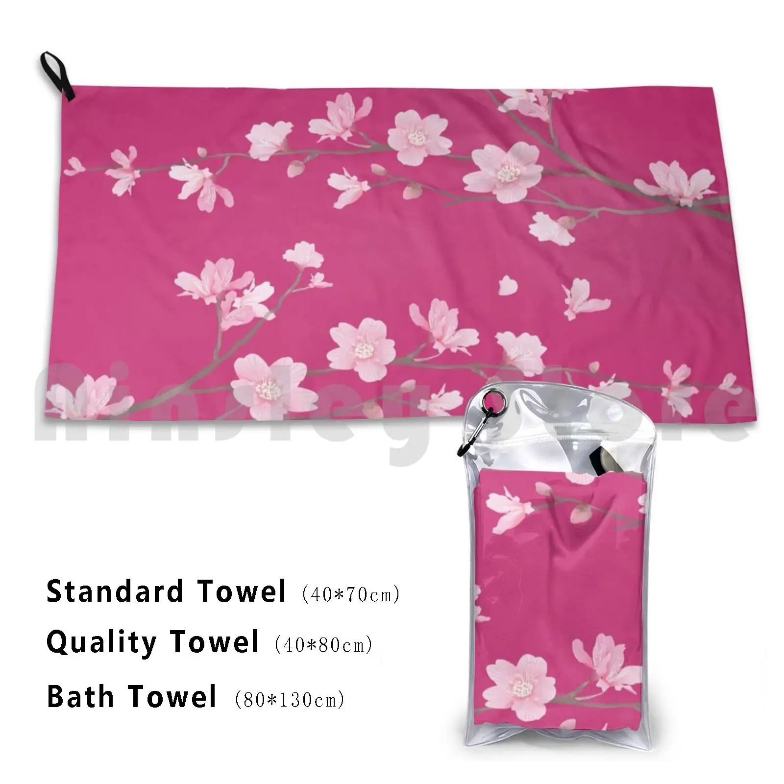 Cherry Blossom-Magenta Bath Towel Beach Cushion Sakura Cherry Blossom Cherry Tree Cherry Blossom Tree