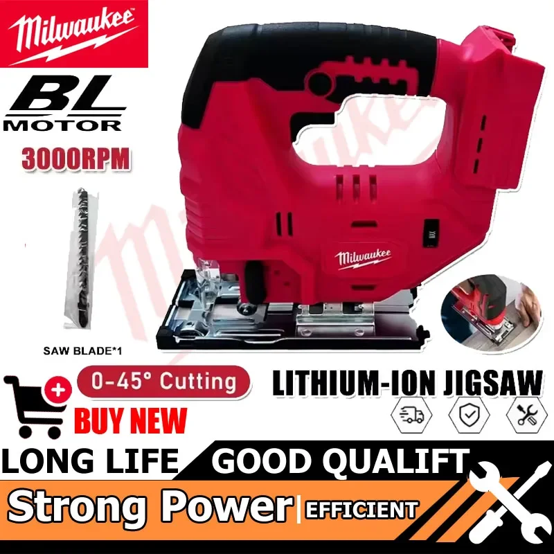 

Бесщеточная лобзиковая пила Milwaukee, резка под углом 0-45°, 3 режима орбитального хода, электрический лобзик, инструмент для деревообработки, электроинструменты