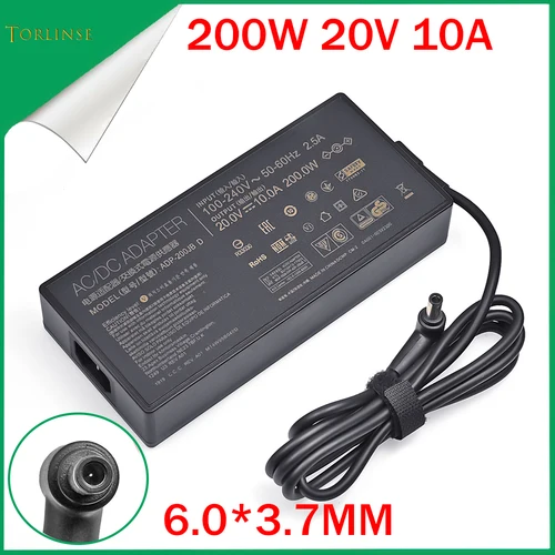 20V 10A 200W 6,0*3,7 MM ADP-200JB D cargador adaptador para portátil para Asus TUF A17 FA706QM FA506QR ROG Zephyrus G15 GA503Q GA503