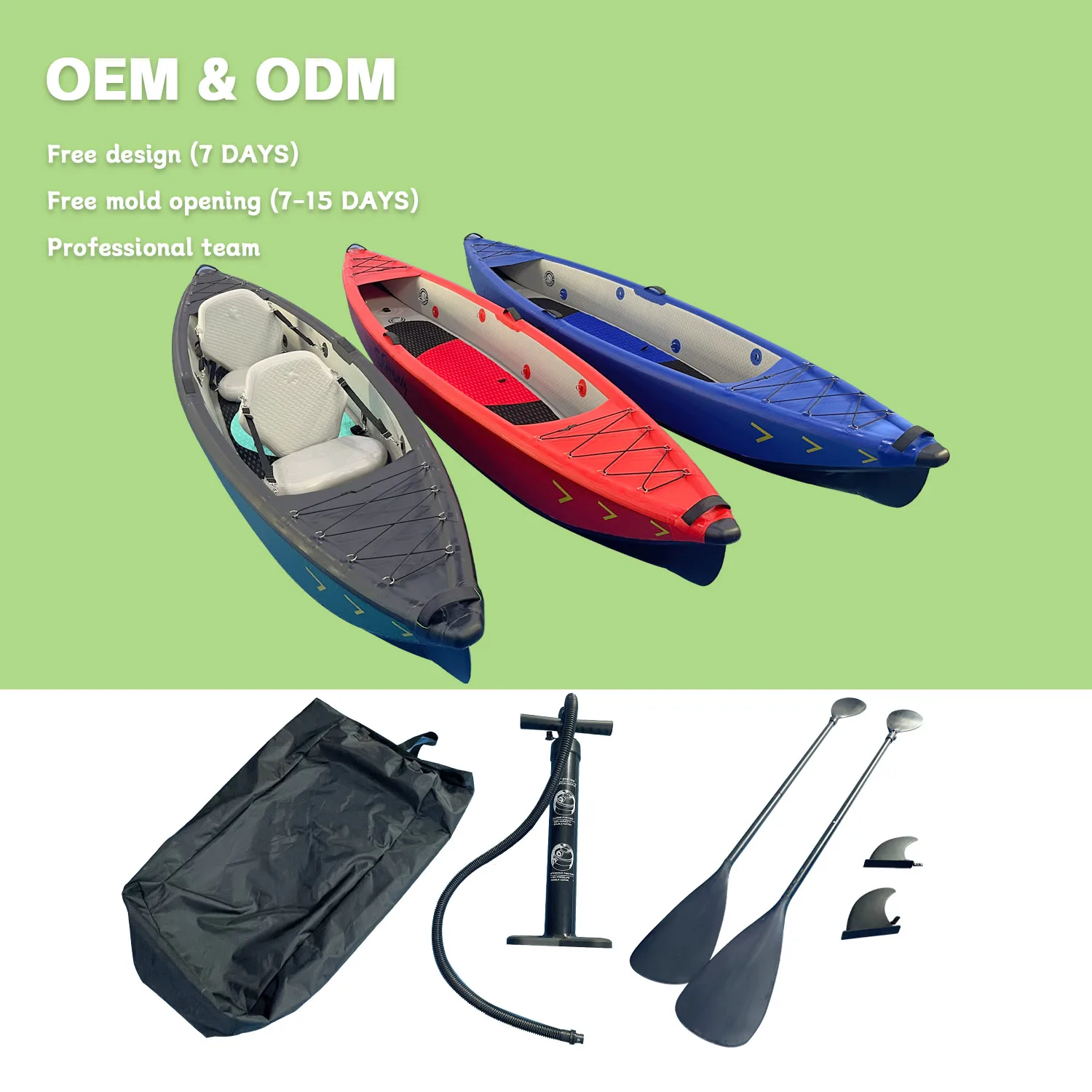 

PVC Inflatable Customizable Single or Double Kayak, High Quality, Fishing, Boating, Rafting at Ultra-Low Discount