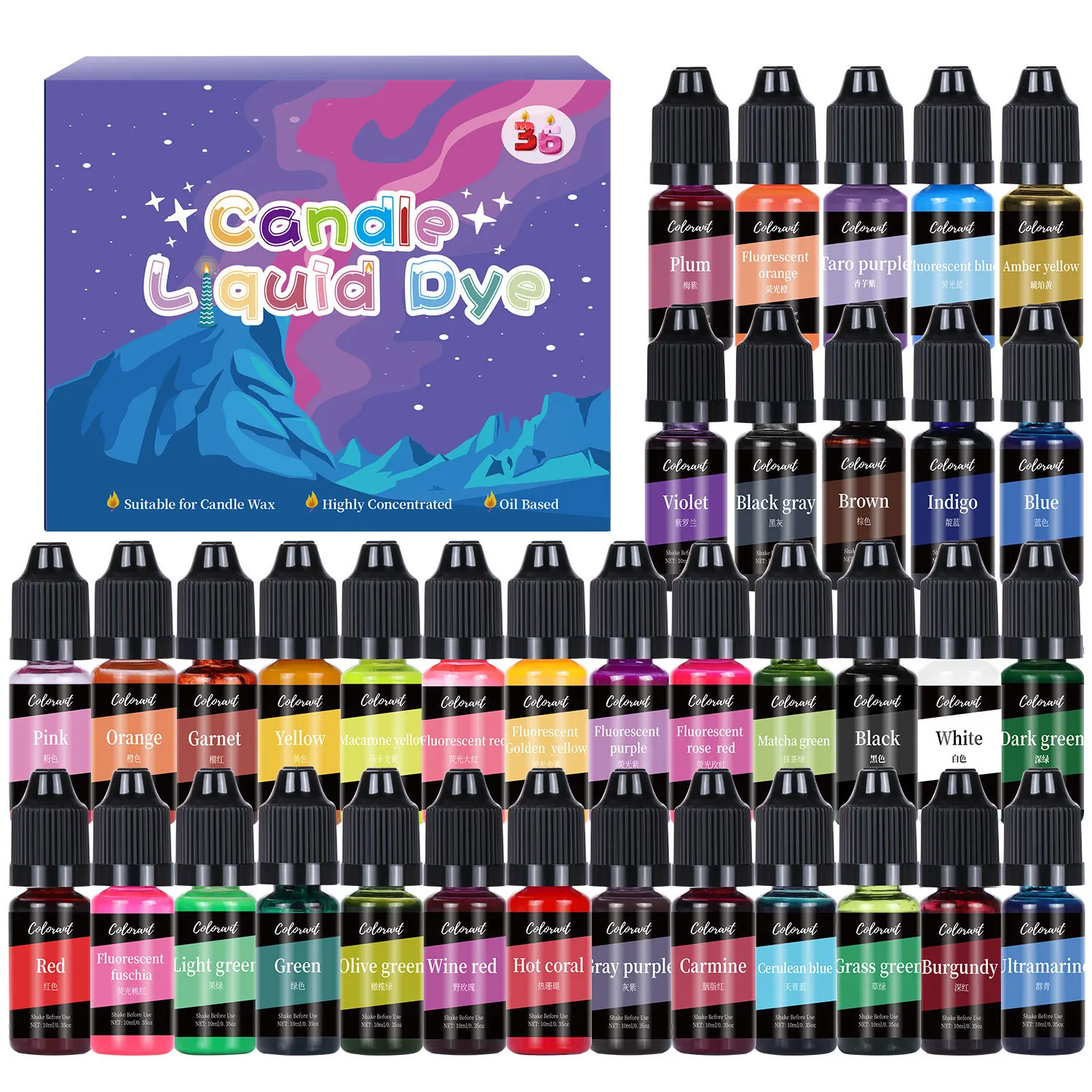 

Candle Dyes Kit Liquid Colorant Pigment Set DIY Candle Making Supplies Aromatherapy Soap Soy Wax Dye Candle Mold Coloring