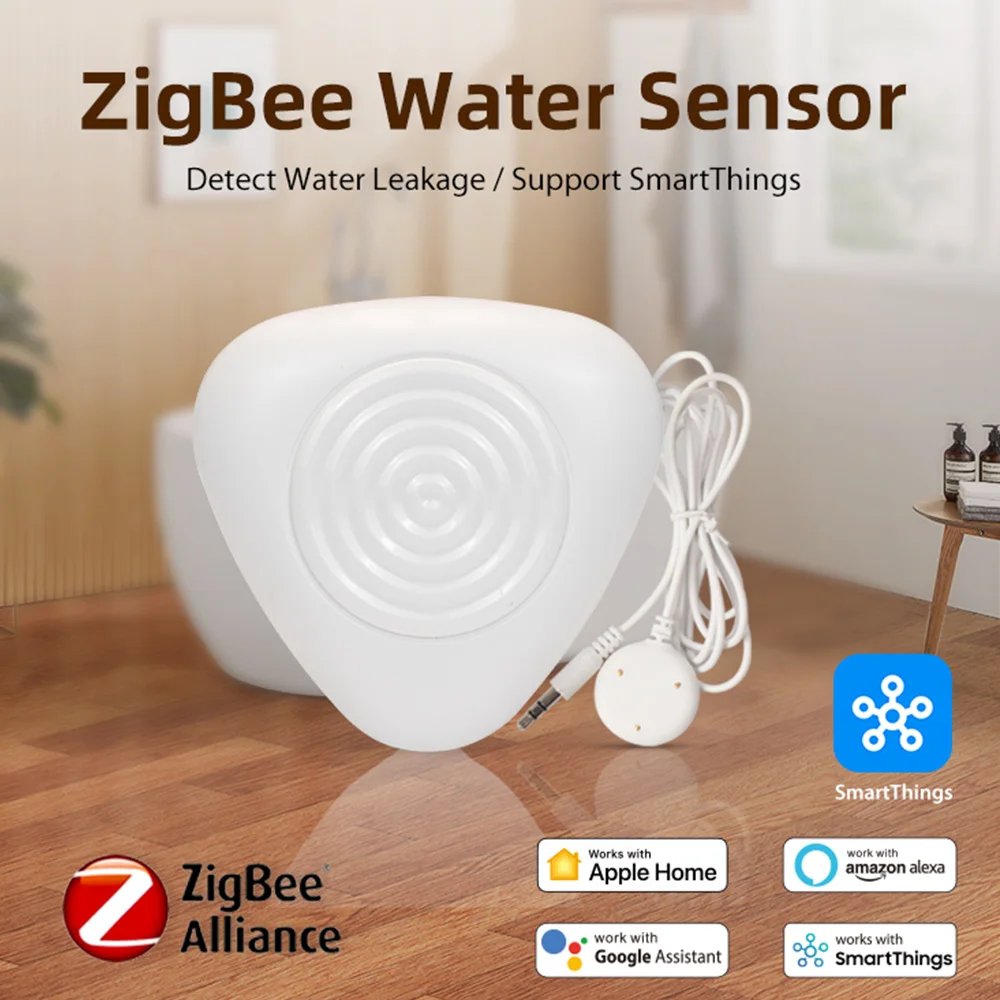 Works with Smartthings HomeKit Alexa Google Tuya Smart Standard ZigBee3.0 Water Leakage Detector Flood Sensor APP Remote Control