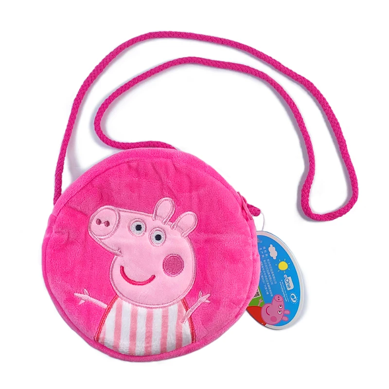 Peppa Pig Plush Crossbody Bag George Pig Toddler Knapsack Cartoon Round Shoulder Bag Coin Purse Girls Gifts Children's Toys