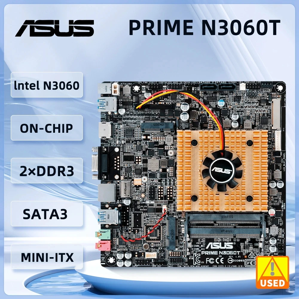 

Материнская плата ASUS PRIME N3060T, двухъядерный процессор Intel Celeron N3060, 2x DDR3, форм-фактор MINI-ITX, 4x USB 3.0/2.0, 1x Gigabit RJ45