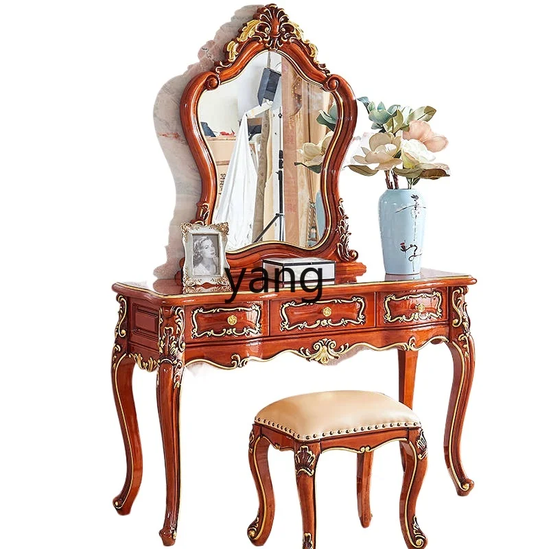 

LH dressing table makeup table with mirror makeup stool solid wood carving flowers