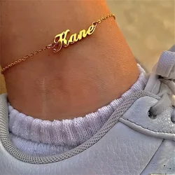 Custom Name Anklet Stainless Steel Women Anklet Gold Plated Nameplate Anklets Custom Anklets for Women Personalized Jewelry