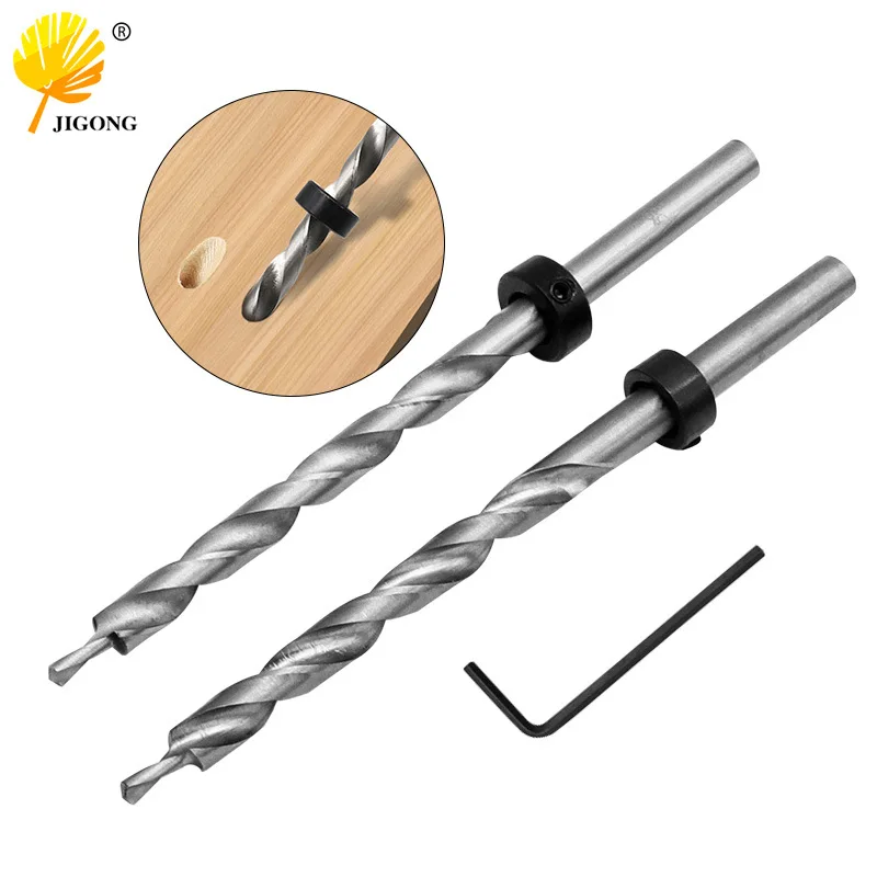 Round shank woodworking inclined hole drill step bit High speed steel inclined hole positioner Second bit 9.5mm/9.5mm