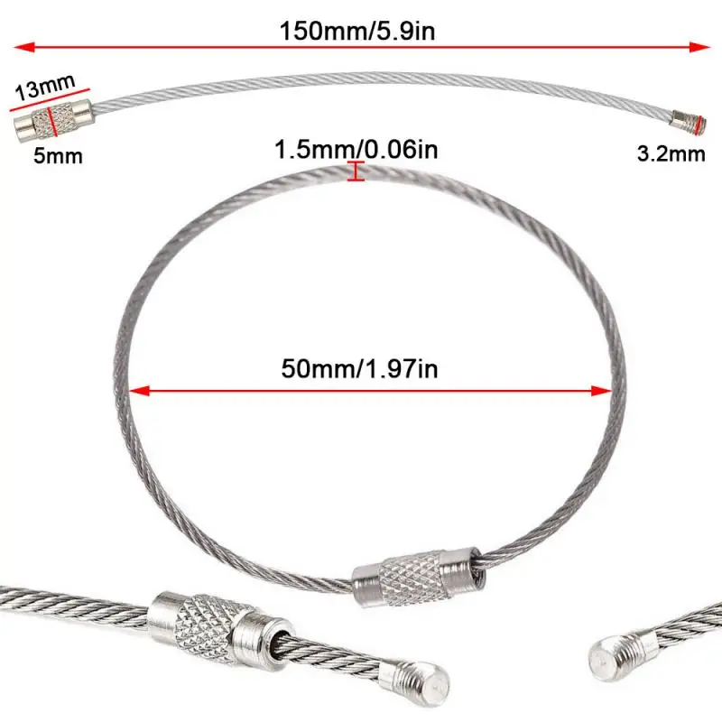 Imagem -02 - Chaveiro de Aço com Cabo Etiqueta da Bagagem 15cm Comprimento 10 Pcs