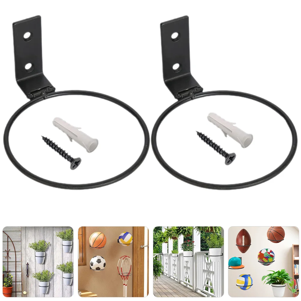 2 Pcs Football Storage Rack Basketball Wall Mount Display Holder Hoop Holders Put The