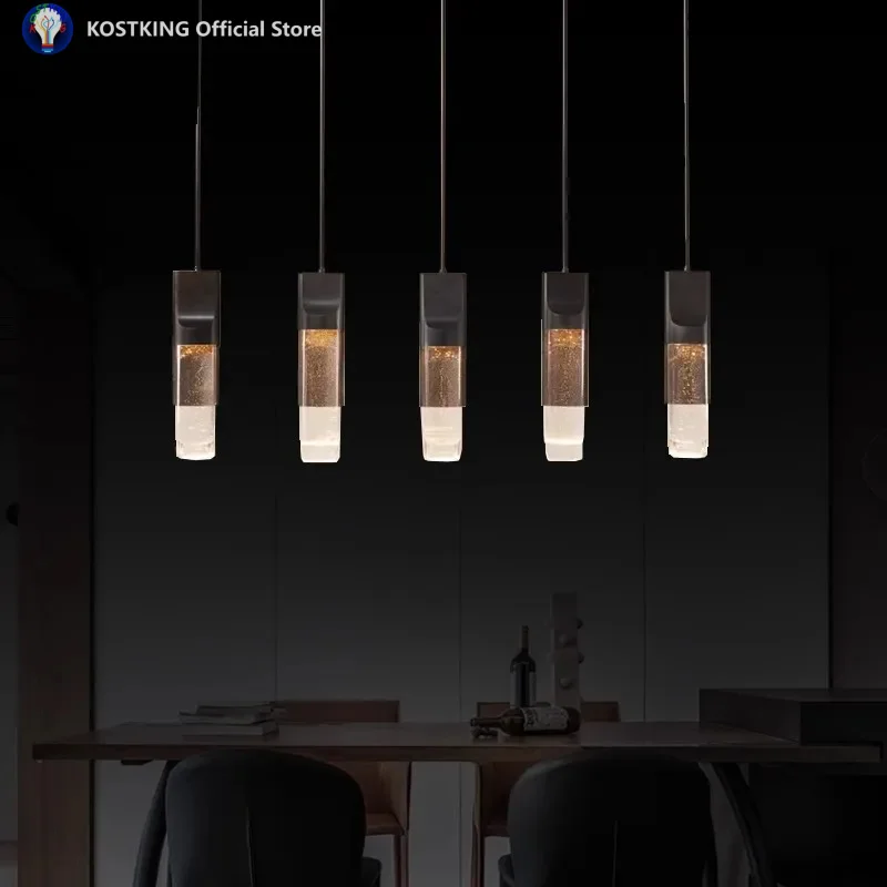 Italian minimalist strip lamp high-end atmospheric crystal chandelier exquisite bedroom living room hall lighting