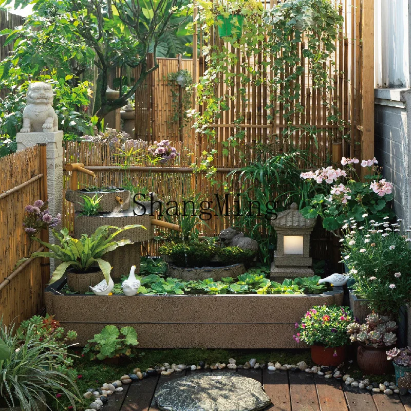 

LXY Chinese Balcony Garden Water View Outdoor Courtyard Flowing Fish Pool Outdoor Landscape Ornament