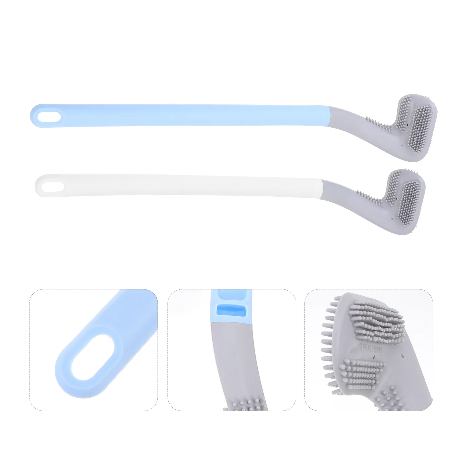 

2 Pcs Toilet Brush Scrubber Cleaning Accessories Tool Silica Gel Long Handle Home Cleaner