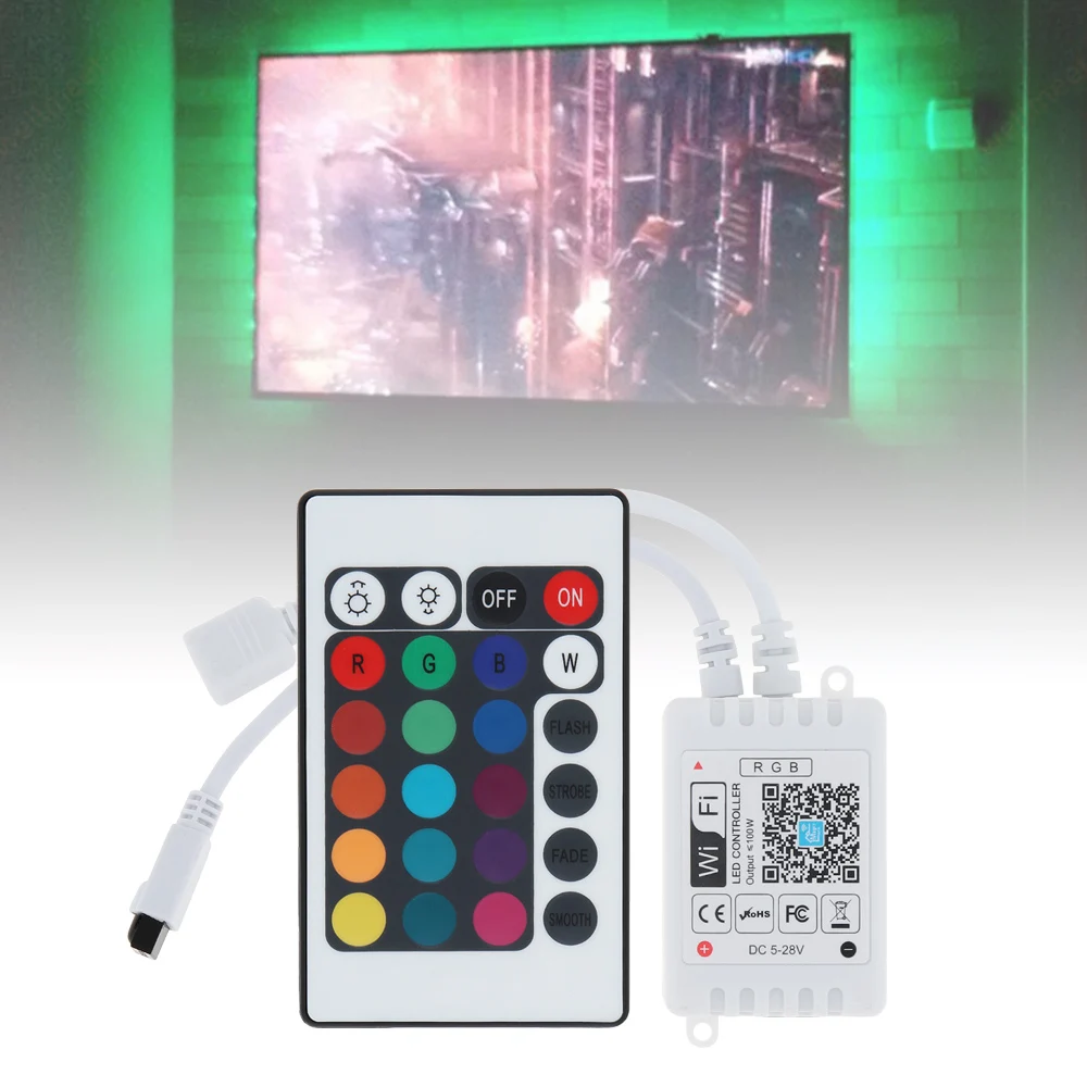 24 Key WiFi Wireless LED Smart Controller Alexa RGB Controller for 5050 3528 LED Strip Lights
