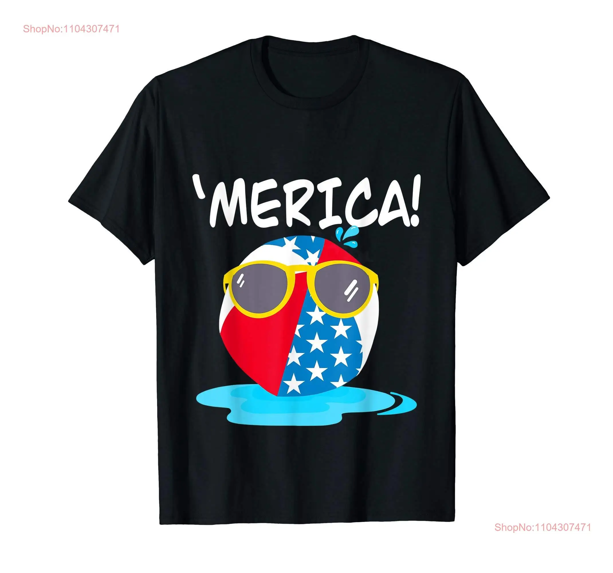 Merica Sunglasses Beach Ball T Shirt Pool Party Red White Blue Stars and Stripes July 4th Independence Day Patriotic