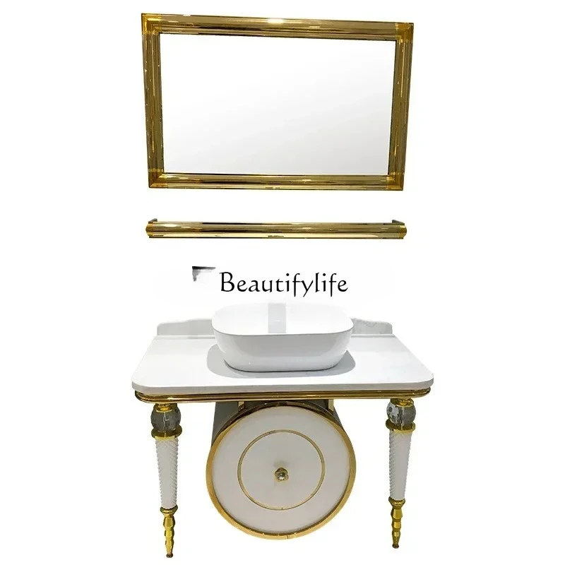 

Stainless steel bathroom cabinet combination bathroom waterproof washbasin intelligent floor European washbasinAsmt52