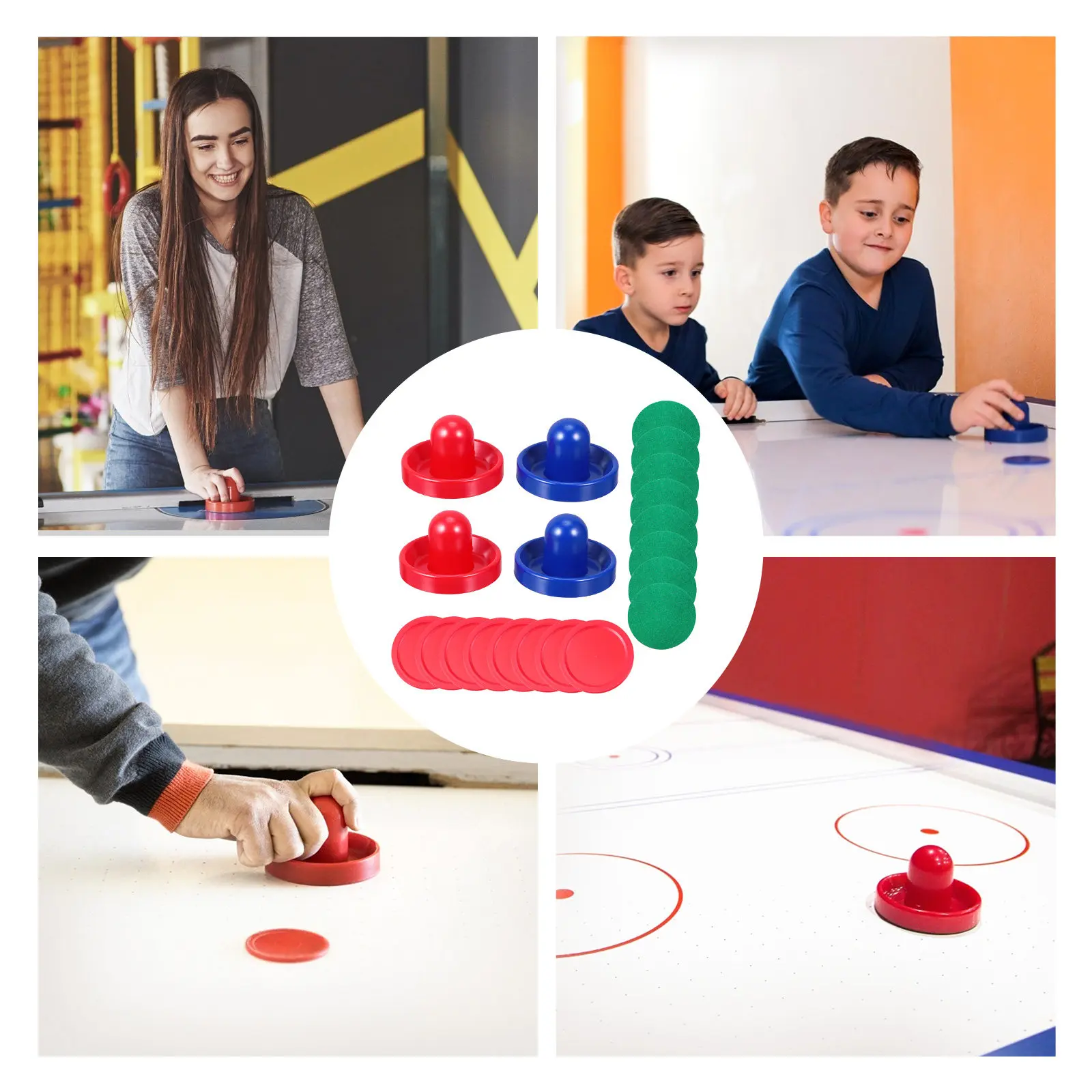 

1Set Heavy-Duty Plastic Air Hockey Pushers Pucks for Standard Tables High-Impact Resistant Lightweight Sturdy Table-Top