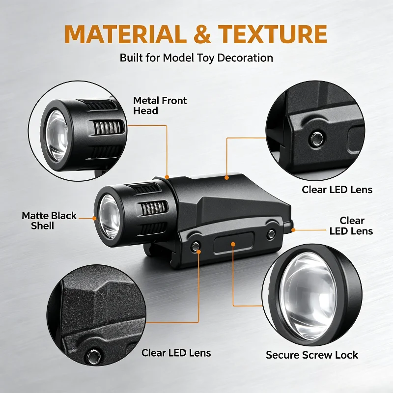 Hobby Model Accessory Metal Lighting Module 20mm Rail Mount Button Battery Operated Illumination Flashlight