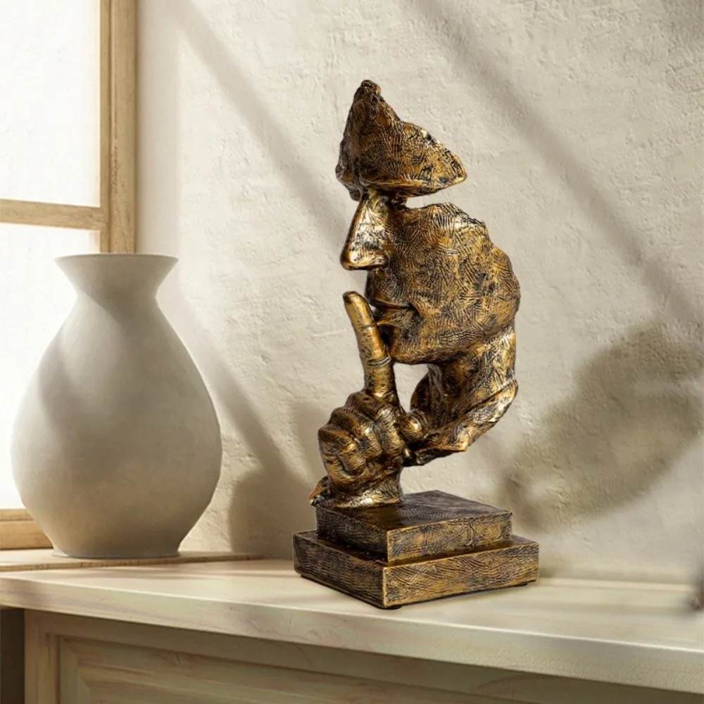 Decoration Desktop Keep Silence Statue Office Decor Unique Design Thinker Statue Face Sculpture Home