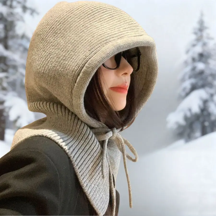الشتاء بالاكلافا قبعة محبوك قبعات مقنعين الصوفية للنساء الرجال في الهواء الطلق الدافئة قطعة واحدة طوق الرقبة الرباط بيني قبعة