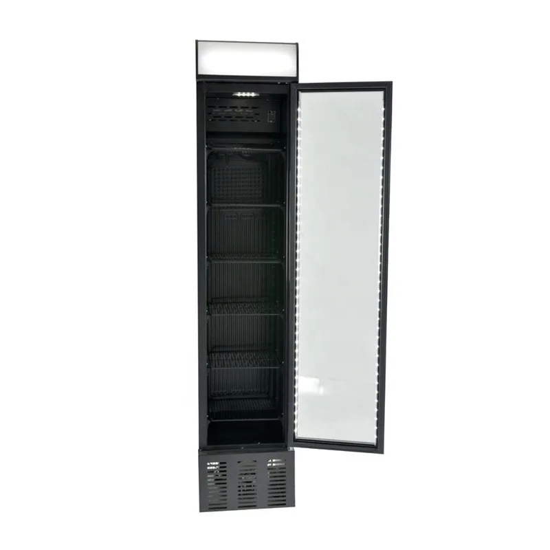 105L advertising glass door cooler commercial narrow beverage refrigerator high quality